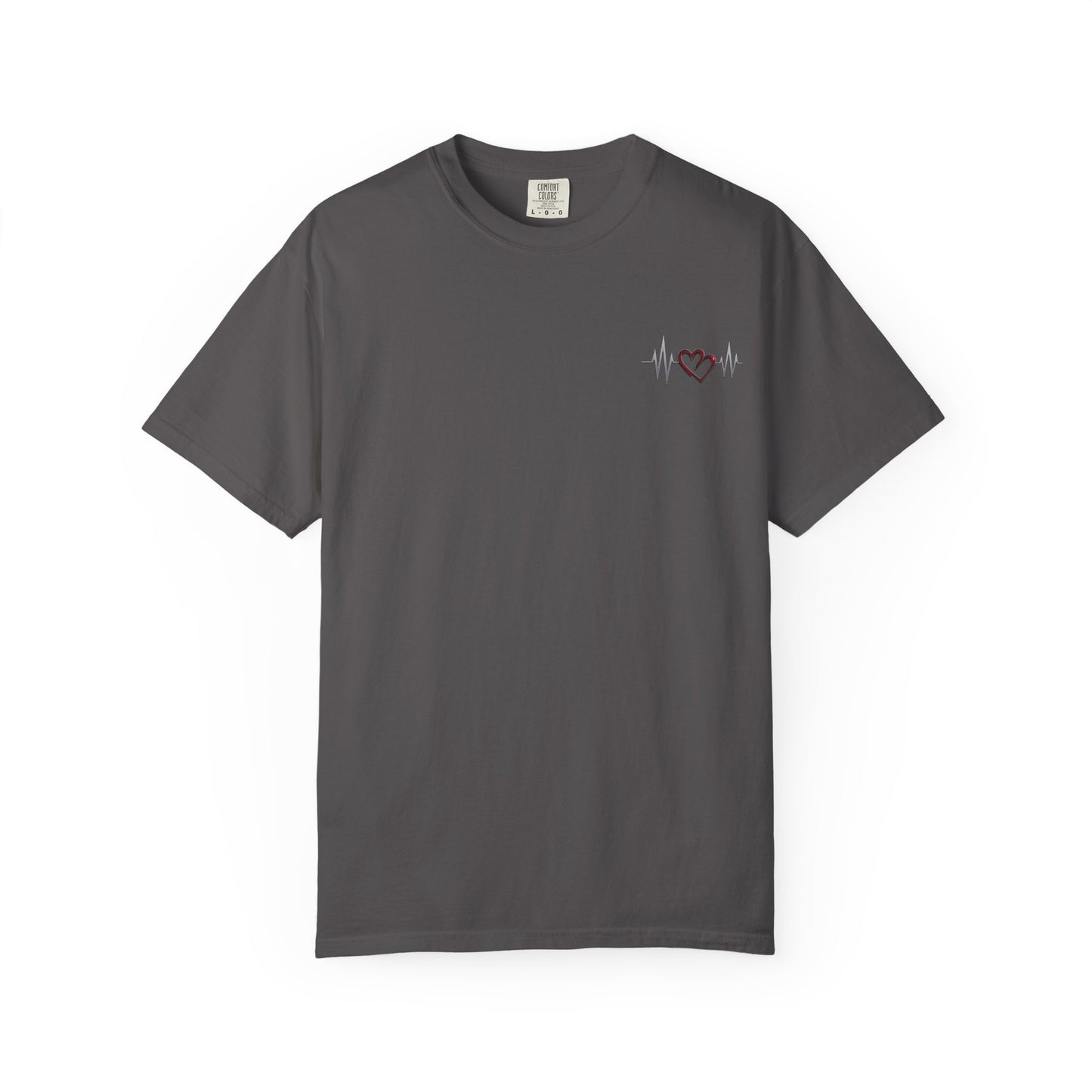 Gray mashafrica style heart design t-shirt with heartbeat graphic on chest