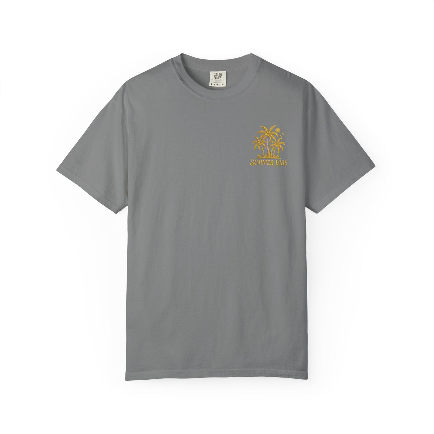 mashafrica style gray graphic summer tee with yellow palm tree design on chest