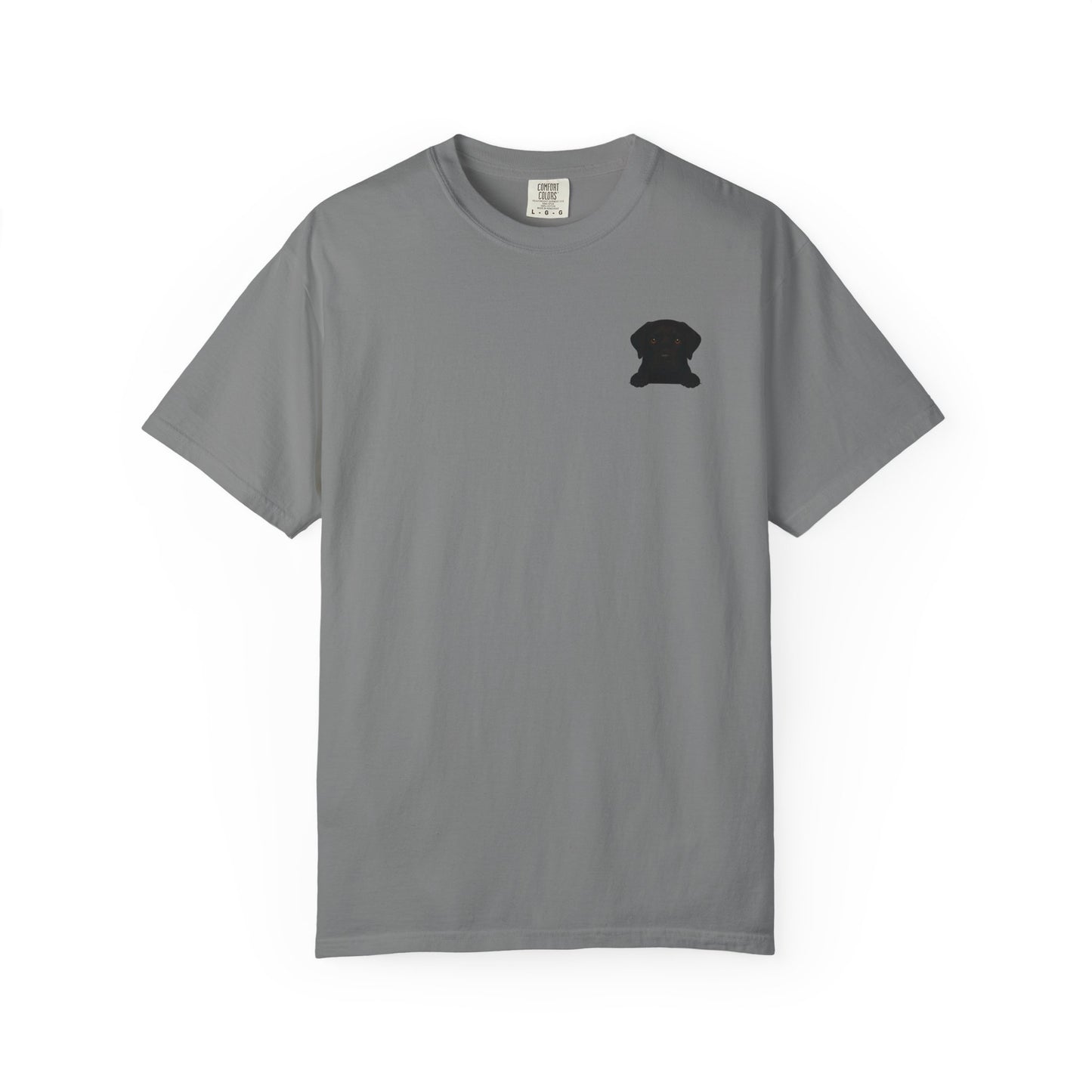 Gray mashafrica-style comfortable pet lover shirt with small black dog silhouette on chest